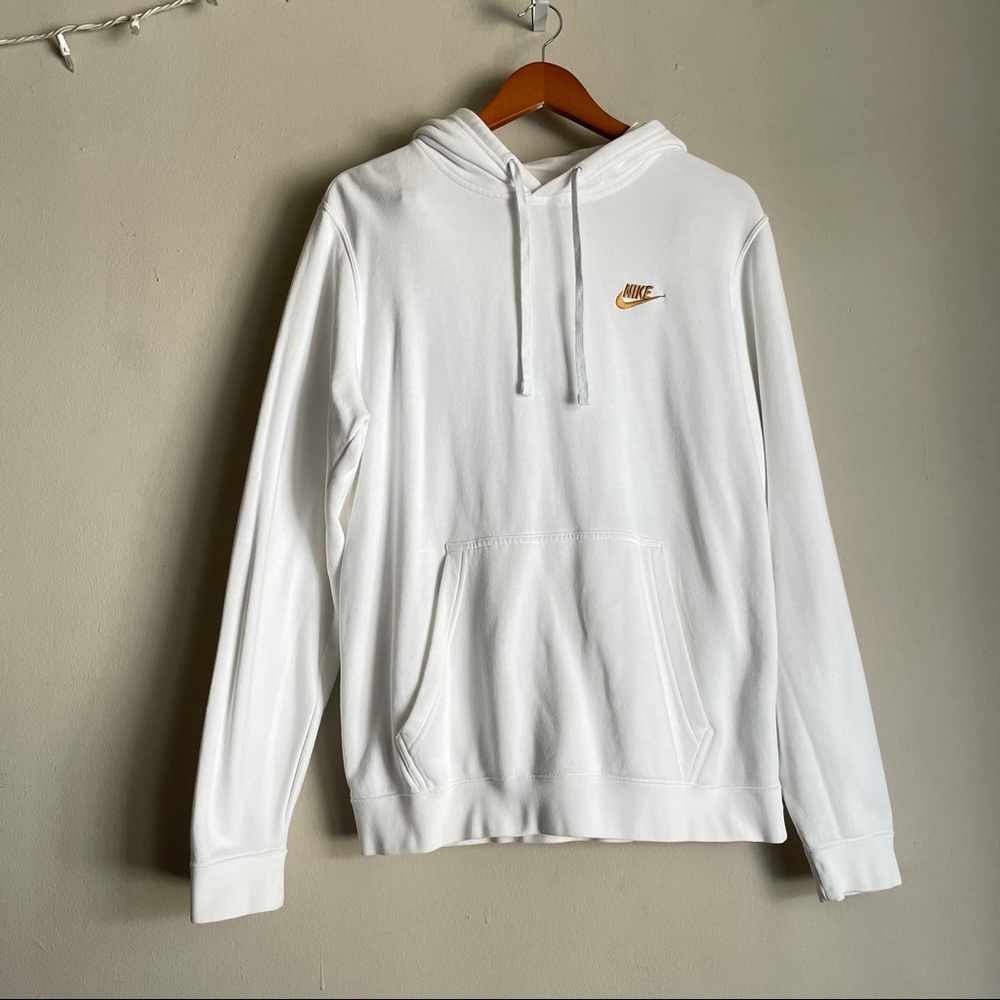 NIKE WHITE HOODIE WITH GOLD EMBROIDERY